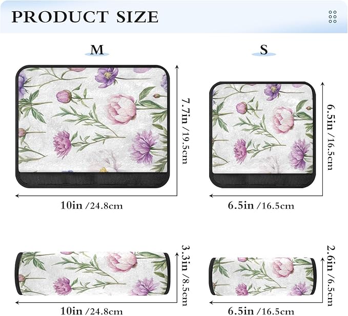 Car Seat Belt Covers 2 Pack Breathable Auto Seatbelt Shoulder Pad for Adults and Kids M Florals Peonies Violet Peonies White