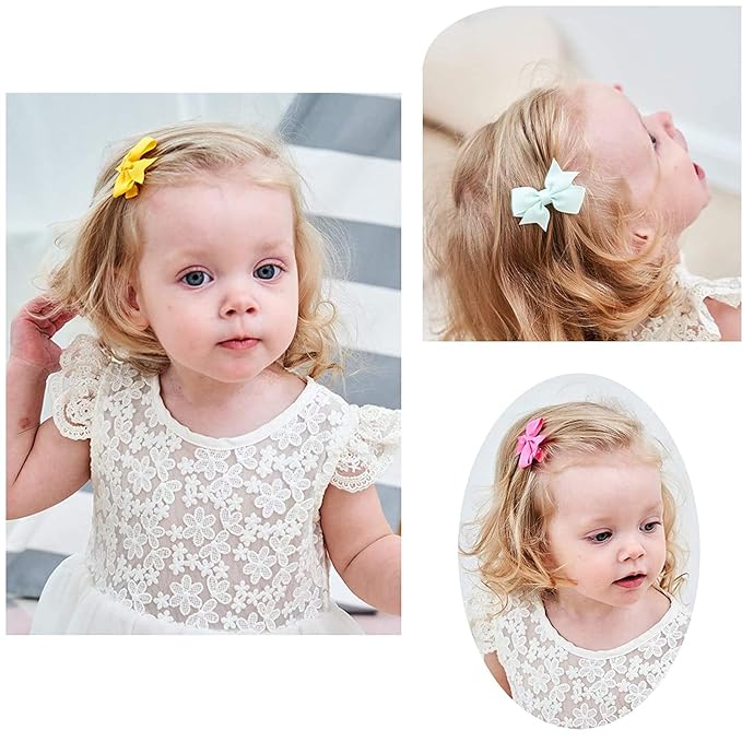 Baby Hair Clips for Girls 40PCS - 2" Girls Fully Lined Bows Hair Pins Tiny Hair Bows Alligator Clips for Baby Girls Infants Toddlers 40 Colors