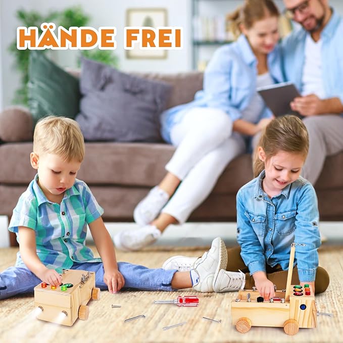 Montessori Schraubendreher Brett, Montessori Busy Board Spielzeug ab 2-6 Jahr, Montessori Activity Board Holzspielzeug Motorikspielzeug Lernspielzeug für Babys Kleinkinder Jungen Mädchen