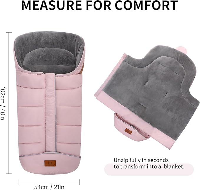 Miracle Baby Bunting Bag for Stroller, Warm Fleece Footmuff with Zippers, Convertible Infant Toddler Sleeping Bag Blanket for Boys Girls