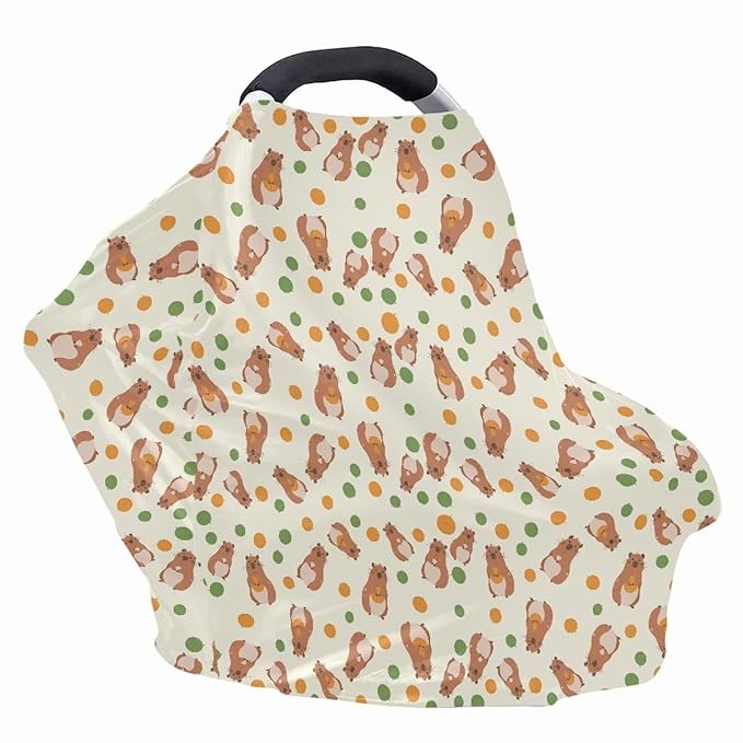 AFPANQZ Marmot Baby Car Seat Cover Stretchy for Baby Girls Nursing Breastfeeding Covers Shopping Cart High Chair Stroller Covers Infinity Scarf Sunshade Car Seat Canopies