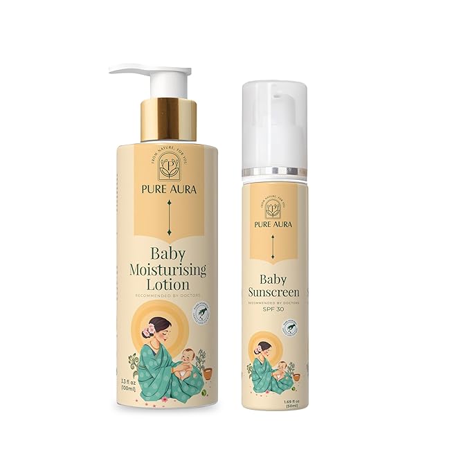 Baby's Sunshine Shield Duo, Ayurvedic Sunscreen SPF 30 and Baby Lotion, Natural Sun Protection for Delicate Skin