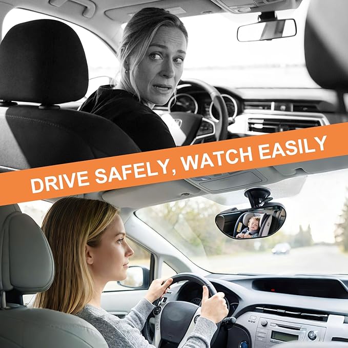 GES Rear View Mirror - 360 Degree Adjustable, Strengthen Suction Cup for Car - 5.9 x 2.2Inch - Black