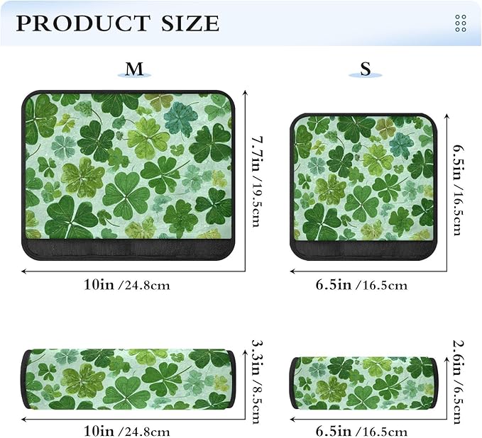 2 PC Green St Patrick Clover Seatbelt Covers Seat Belt Cover Pad for Adults Boys Girls Car Seat Strap Covers Pads Cushion Universal Shoulder Strap Pad Protector for Backpack Camera Bag 10x7.7Inch
