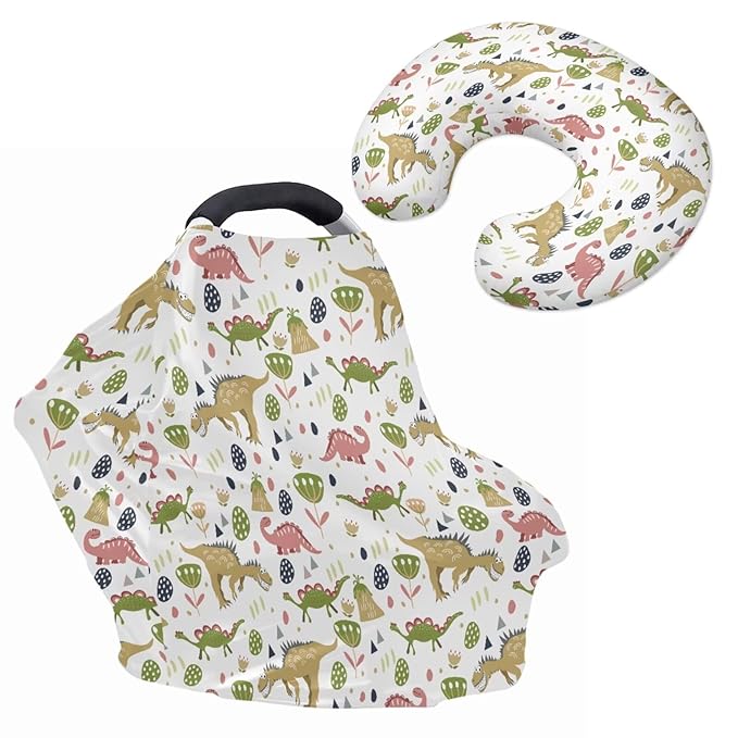 Dinosaurs Carseat Canopy for Babies Breast Feeding Covers for Women Baby Lounger Pillow U-Shaped Breastfeeding Pillowcase Breastfeeding Essentials