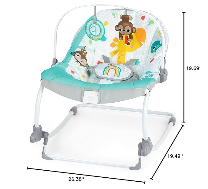 Bright Starts Wild Vibes Infant to Toddler Rocker with Vibrations, Unisex, Newborn +