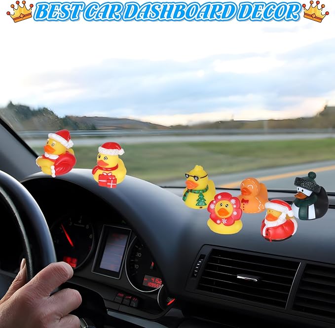 24Pcs Bulk Rubber Ducks Set with 24 Cards & Cotton Ropes - Adorable Heart Designs for Ducking Decor, Party Favors & Gift Exchange - Perfect for Adult