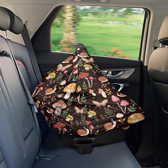 ZFRXIGN Mushroom Car Seat Covers Canopy for Babies Nursing Cover Scarf Shopping Cart Cover Light Blanket Stroller Cover Girls Gifts Snail Animal Baby Car Seat Cover
