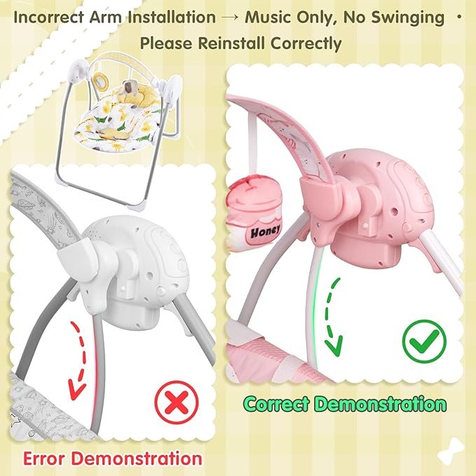 Portable Baby Swing for Infants, Compact & Foldable Infant Swing with 5-Speed Swing,Music, Timer, Cushioned Seat, Battery Operated, 0-9 Months 6-20 lbs,SG2405