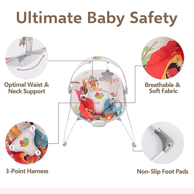 Baby Bouncer for Infant, Baby Bouncer seat,Electric Infant Bouncers with Music for Babies 0-6 Months Up to 20 lbs