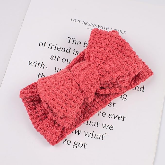 JIAHANG Baby Bows Waffle Turban Knotted Head Wraps, Hair Bow Headbands Stretchy Hair bands for Newborn Infant Toddlers Girls