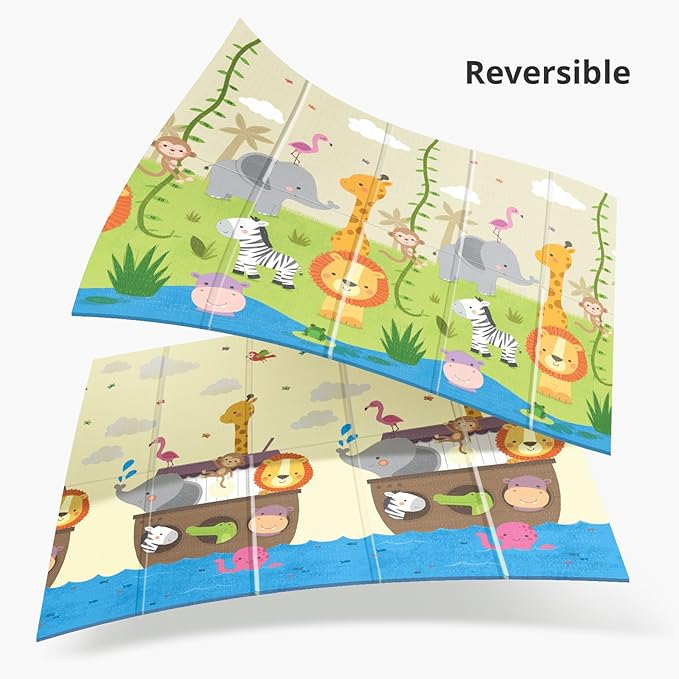 UANLAUO Foldable Baby Play Mat,71x59 Inches Playmat for Indoor and Outdoor, Reversible Foam Padded Perfect for Playtime and Tummy Time, Waterproof Baby Crawling mat Play for Infants, Toddlers and Kids