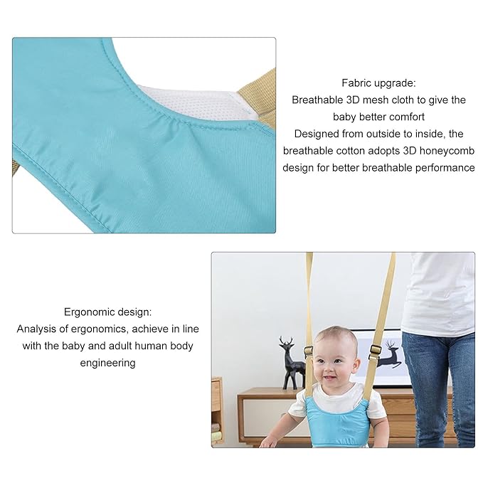 Baby Walker, Walking Harness Handheld Kids Toddler Walking Harness Helper Assistant Protective Belt Child Walker Adjustable Standing Up Walking Learning Helper for Toddler (Sky