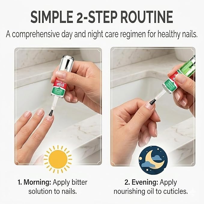 Nail Biting Treatment for Kids, 2 in 1 Nail Biting Prevention, Stop Thumb Sucking Prevention, Plant Bitter Nails Polish to Discourage Chewing, Bitter Taste Deterrent with Nourishing, 10 ML