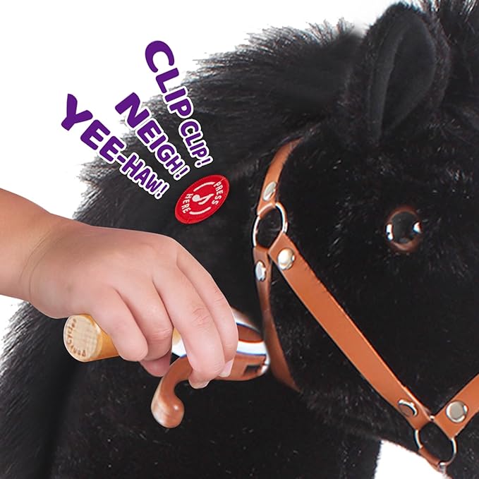 PonyCycle Large Riding Horses for Big Kids Classic Model U (with Brake/ 42.5" Height/Size 5 for Age 7-12) Riding Pony Cycle U5 Mechanical Horse Black Ux526