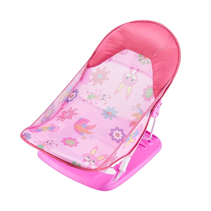 Foldable Baby Bather - Baby Bath Support with 3 Adjustable Positions for Newborns 0-12 Months (Pink-02)