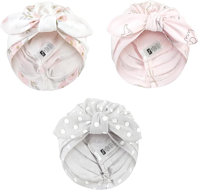 Hudson Baby Infant Girls Turban Cotton Headwraps, 0-24 Months