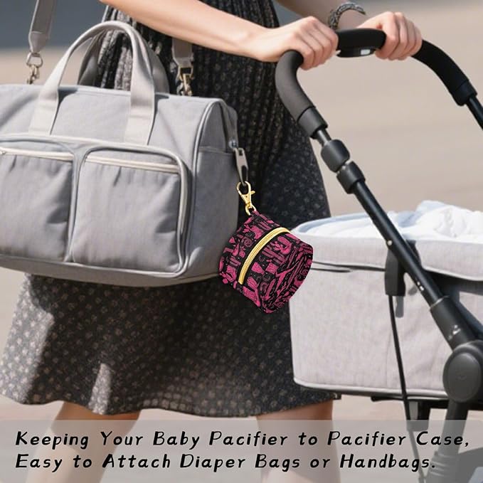 Western Cactus Boot Black Print Pacifier Holder Case for Diaper Bag Portable Travel Pacifier Storage Case with Clip Newborn Baby Pouch for Baby Boys Girls Purse Outdoor