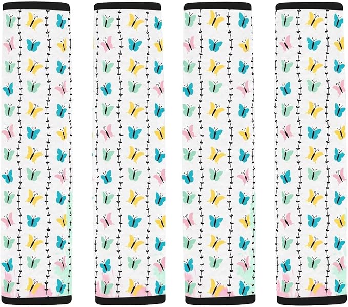 Butterflies Seatbelt Pads Colourful 4 PCS Car Interior Accessories Covers Comfortable Seat Belt Cushion for Adult Women Fabric Seat Strap Pads Shoulder Padding Universal Fit Most Cars SUV