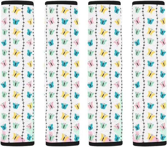 Butterflies Seatbelt Pads Colourful 4 PCS Car Interior Accessories Covers Comfortable Seat Belt Cushion for Adult Women Fabric Seat Strap Pads Shoulder Padding Universal Fit Most Cars SUV