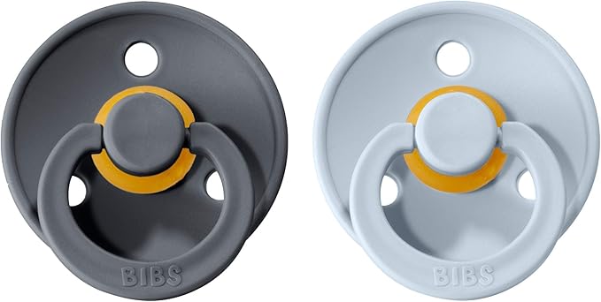 Bibs Pacifiers Color Collection, Set of 2 BPA-Free Latex Pacifiers Made in Europe, Round Nipple Baby Pacifier.