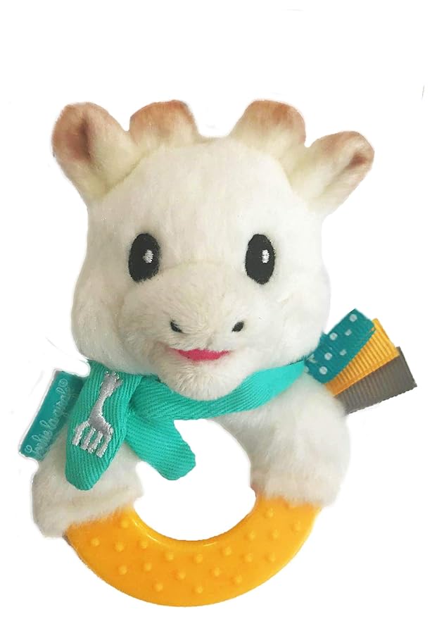 Sophie la girafe Sweetie Plush Chewable Rattle | a 2-in-1 Rattle with Teether | Ideal for Travel