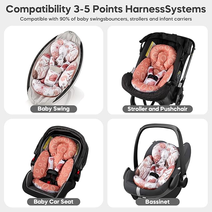 Infant Insert Compatible with 4moms Mamaroo & Graco Swing and Infant Car Seat, Stroller, Other Baby Swing, Rocker, Bouncer, Bassinet Newborn Insert Head & Body Support Cushion, Reversible Design