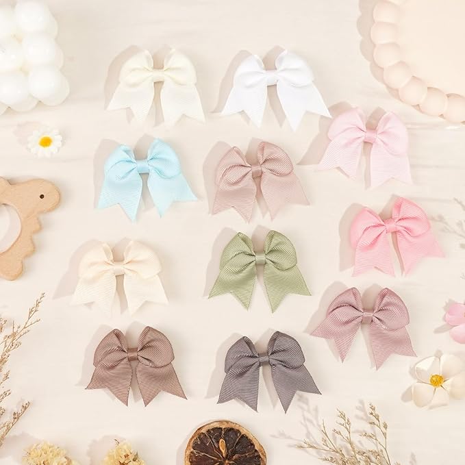 22 Pack Mini Hair Bow Clips for Baby Girls Grosgrain Ribbon Bows Tiny Hair Clips Fine Hair for Girls Infants Toddlers