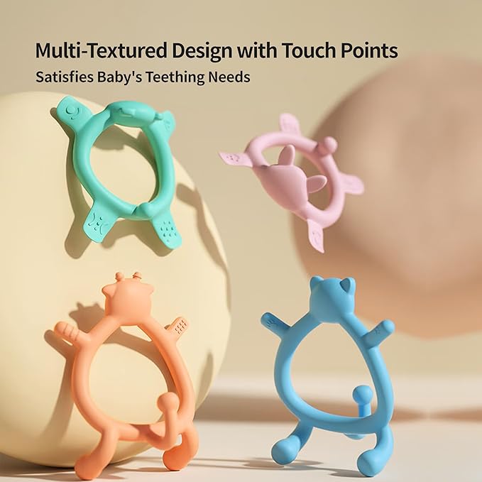 Pigeon Silicone Animal-Shaped Baby Teether, Pink Rabbit, 3M+, 1 Count – Multi-Textured Teething Relief Toys, Lightweight & Easy to Grasp