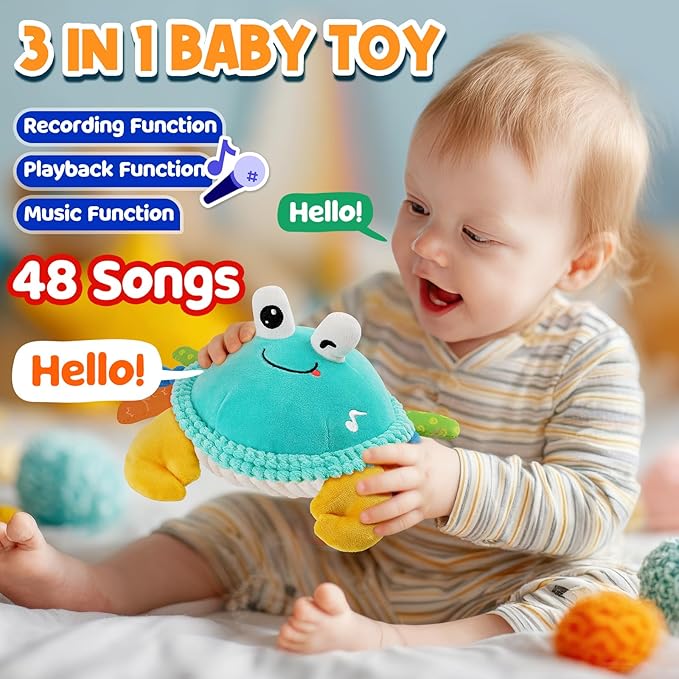Baby Toys for 12 18 Months - Musical Crawling Dancing Bouncing Learning Crab Plush Toy - Infant Tummy Time Sensory Toys for Toddlers 1-3 Year Old Boys & Girls Easter Christmas Birthday Gifts