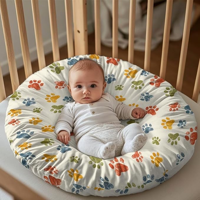 Multi Colorful Paw Newborn Lounger Cover Strechy Newborn Lounger Cover, Removable and Ultra Soft Sung Fitted Baby Lounger Slipcover Protector Easy to Use and Dustptoof