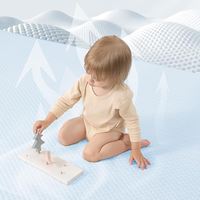 Huloo Sleep 1.3“ Thick Baby Play Mat for Floor,Breathable Soft Tummy Time Mat for Toddlers,Infant,Kids,Non-Slip Nursery Rug