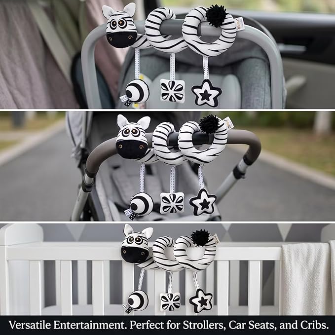 Multi-Use Baby Spiral Activity Toy – Spiral carseat Toy for Car Seat, Stroller,Play Gym, Keeps Baby Quiet, Easy Travel Solution
