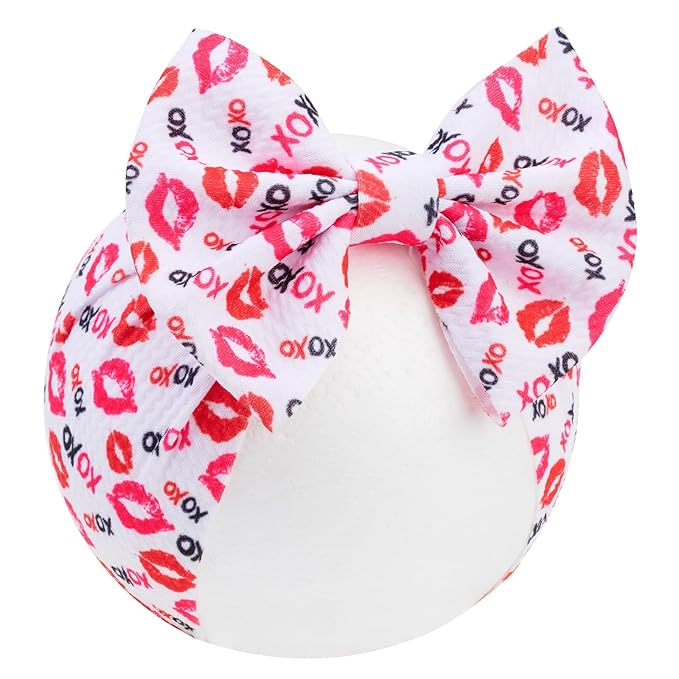 Heart Baby Bow for Baby Girls Large Hair Bows Red Headband Wide Newborn Bows Newborn Bows Headbands Hairbands Hair Accessories.(FD104-Love Red)