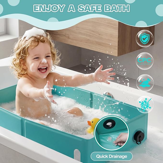 Baby Bathtub, Collapsible Baby Bath Tub, Portable Toddler Bathtub for Travel, Foldable for Space-Saving, Baby Shower Gifts for Newborns, Toddlers