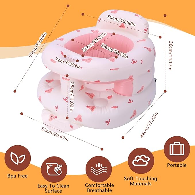 Inflatable Baby Seat for Babies 3 Months & Up, Inflatable Baby Support Seat for Sitting Up, Toddler Baby Floor Chair with Built in Air Pump, Upgrade Water Injection Function, More Stable (Color#03)