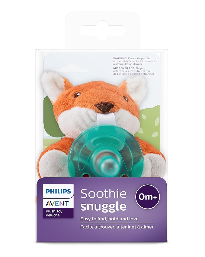 Philips Avent Soothie Snuggle Pacifier Holder with Detachable Pacifier, 0m+, Fox, SCF347/08
