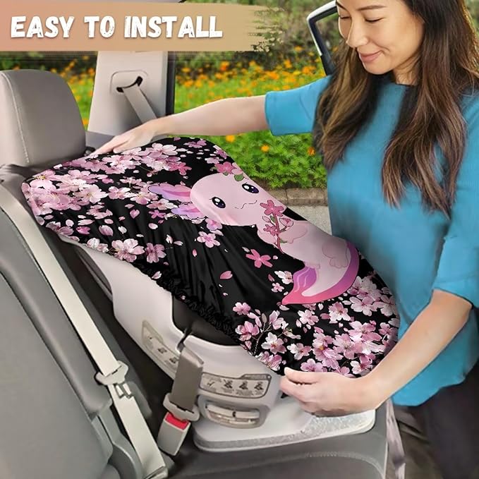 Axolotl Car Seat Cover for Baby Carseat, Cherry Blossom Car Seat Sun Shade Cover, Easy to Install, Sun Protection Reflector UV Ray Helpers