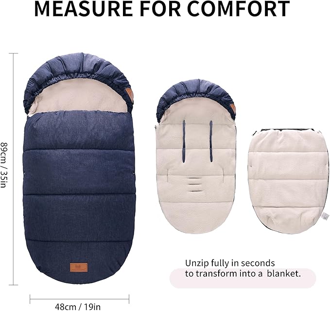 Miracle Baby Bunting Bag for Stroller, Warm Fleece Footmuff with Zippers, Convertible Infant Toddler Sleeping Bag Blanket for Boys Girls