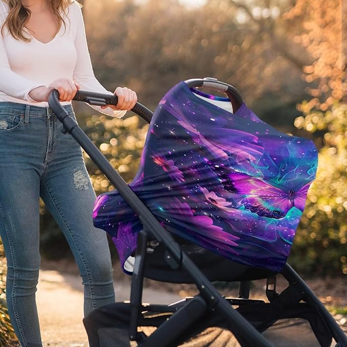 Galaxy Butterfly Nursing Cover for Baby Infant, Carseat Canopy, Soft Breastfeeding Covers Baby Nursing Cover Easy to Install