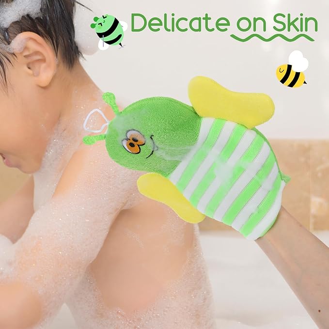 Sibba 10 Pcs Baby Bath Mitt Washcloths Gloves, Gentle Cute Exfoliating Wash Mitt Animal Pattern, Baby Mittens Bath Towel Glove Soft Scrub Toddler Wash Cloths Body Scrubber Bathing Loofah Infant Gloves