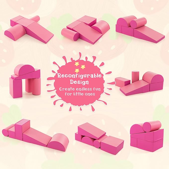 Costzon 5 Pieces Climbing Toys for Toddlers, Soft Foam Block Play Structures Infants Climbers for Child Development, Waterproof Kids Climbing Toys Indoor for Preschool Baby