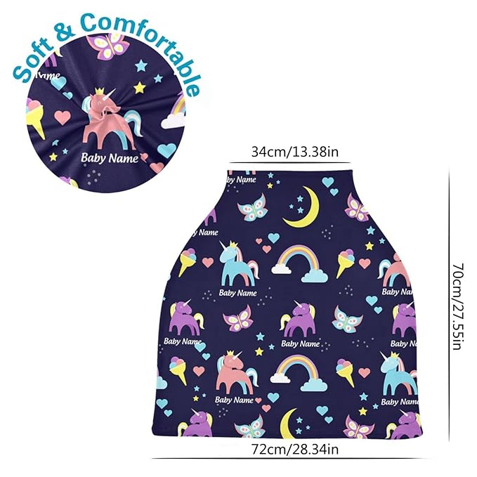 Personalized Baby Car Seat Cover for Babies, Custom Name Baby Car Seats Canopy for Boys Girls, Nursing Breastfeeding Stroller Covers for Infant Newborn, Shower Gift (Butterfly)