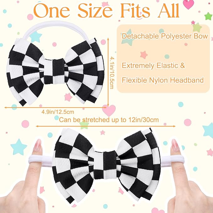 JATEBI 6 PCS Baby Girl Hair Bows Set Checkered Cow Print Bows Headbands for Girls Cowgirl Accessories Newborn Toddler Baby Outfits Checkered