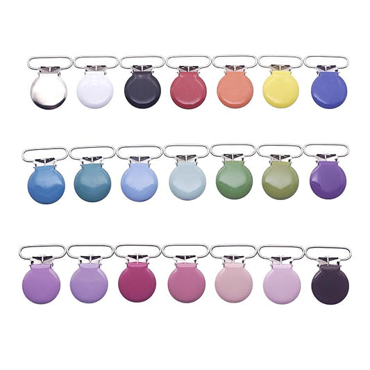 42pcs 1" Suspender Clips Metal Round Pacifier Clips Dummy Holder for Making Pacifier Chain Bib Bed Sheet Holder DIY Jewelry Accessories