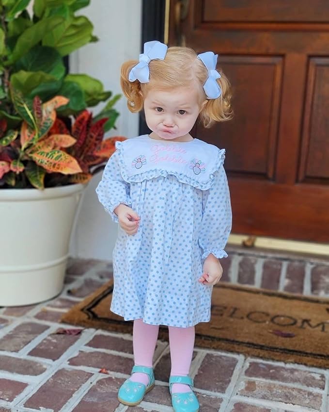 Wee Ones Girls' Plain Wrap Classic Grosgrain Hair Bows on a WeeStay No-Slip Hair Clip, Handmade, Small, Millennium Blue