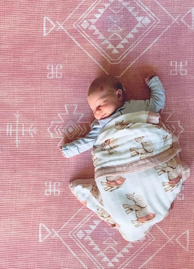 The Shwally PlayMat - Soft Baby Play Mat - Reversible Foam Floor Mat - Waterproof, Wipe-Clean, Durable, Non-Toxic and Hypoallergenic - Large (6.5' X 4.5') (Blush)