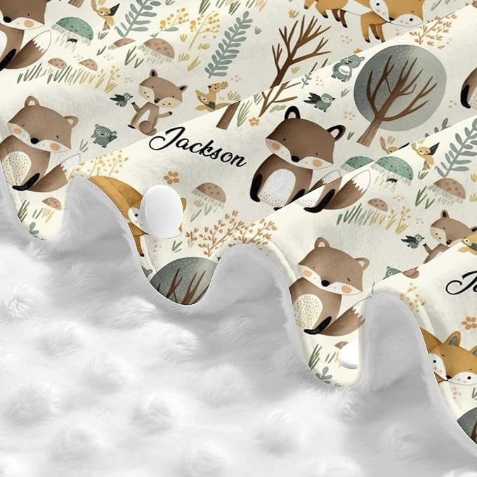 Personalized Winter Carseat Cover for Baby Custom Name Car Seat Canopy for Newborn Baby Boys Girls 2 in 1 Mom Nursing Breastfeeding Covers Woodland Minky Baby Carrier Stroller Covers