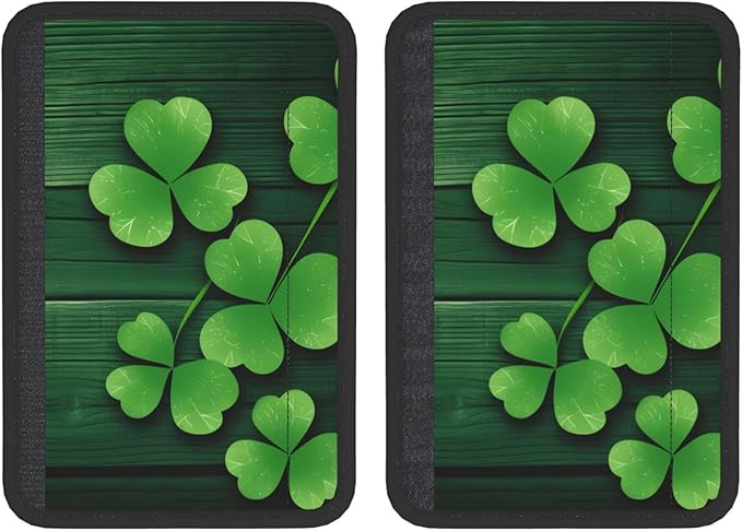 Clovers Shamrocks Wood Seat Belt Cover Fits Cars Trucks SUV Sedans Sweat Absorption Car Seatbelt Strap Cover, St Patrick's Day Auto Interior Accessories Protector