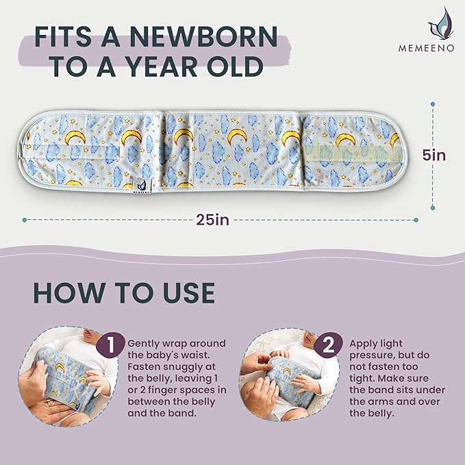 MEMEENO Baby Belly Band - Heated Tummy Wrap for Gas & Colic Relief, Newborns